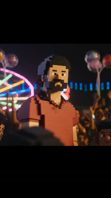 Pixel-art character at a neon funfair — Instagram reel