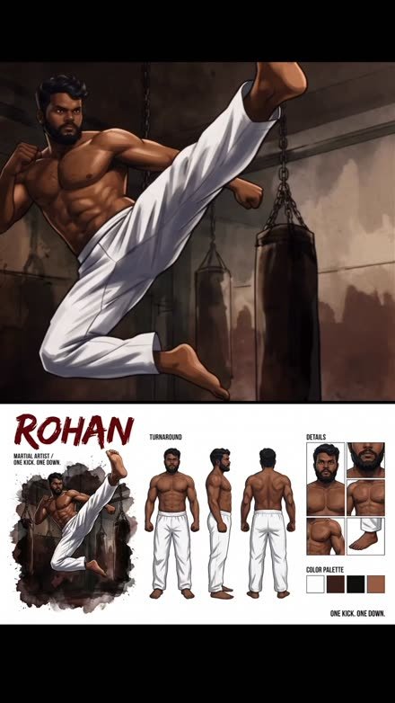 Martial-arts kick and the ROHAN character sheet — Instagram reel