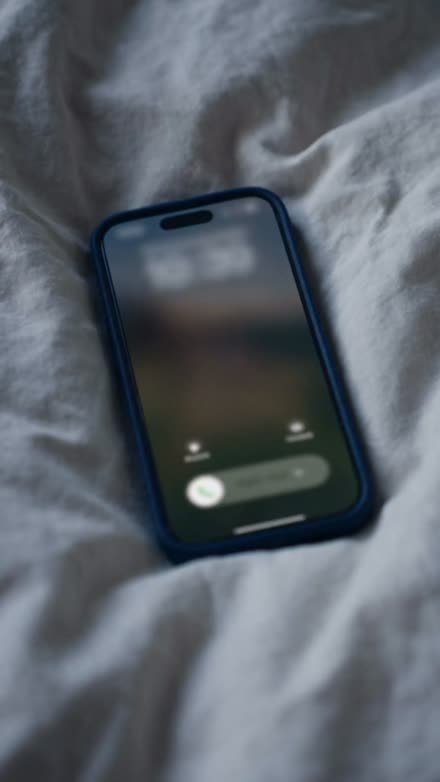 Phone on a bed, moody close-up — Instagram reel
